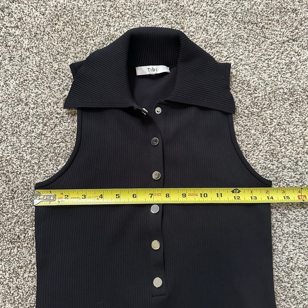 Tibi black ribbed button front sleeveless bodysuit - Picture 9 of 11